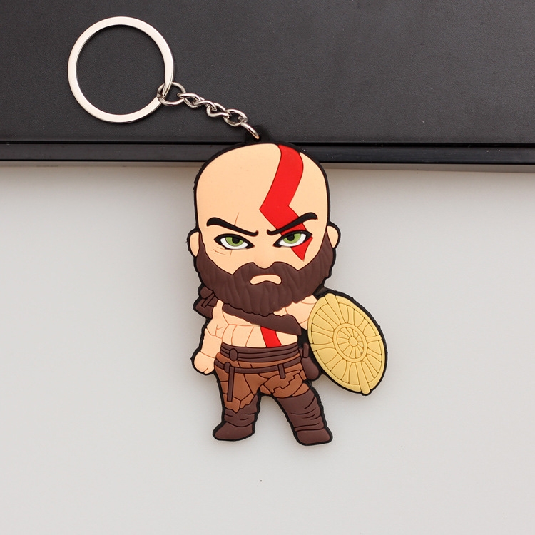 God of War Anime peripheral double-sided soft rubber keychain PVC pendant 6-8cm price for 5 pcs
