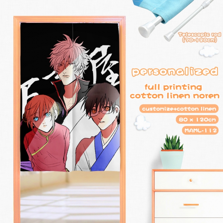 Gintama Anime imitation cotton and linen color printed door curtain 80X120CM
