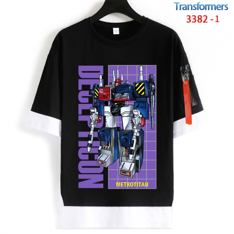 Transformers Cotton Crew Neck Fake Two-Piece Short Sleeve T-Shirt from S to 4XL HM-3382-1