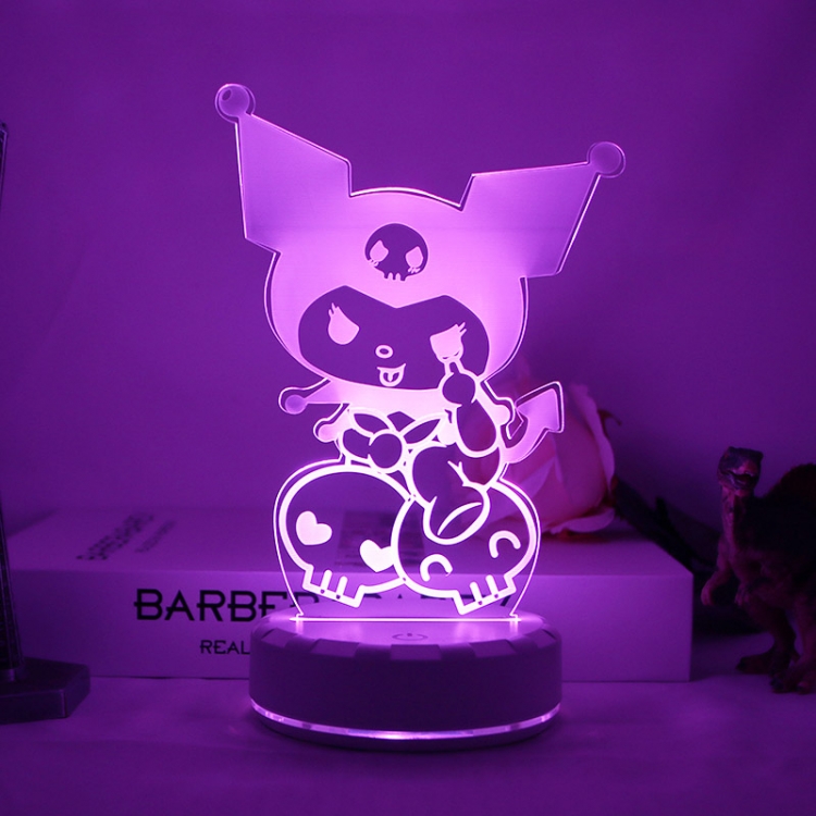 Kuromi  3D night light USB touch switch colorful acrylic table lamp BLACK BASE