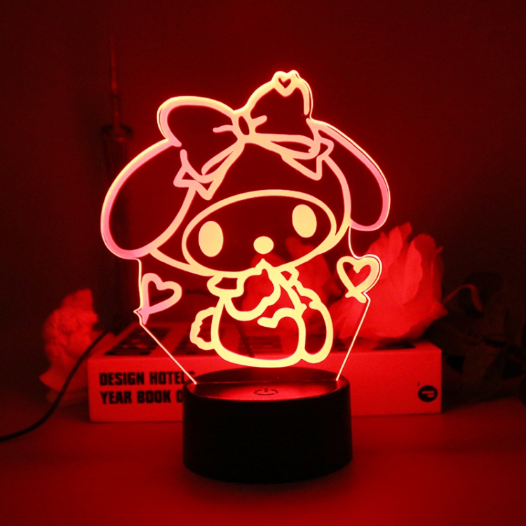 melody 3D night light USB touch switch colorful acrylic table lamp BLACK BASE