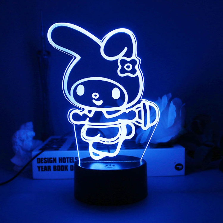 melody 3D night light USB touch switch colorful acrylic table lamp BLACK BASE