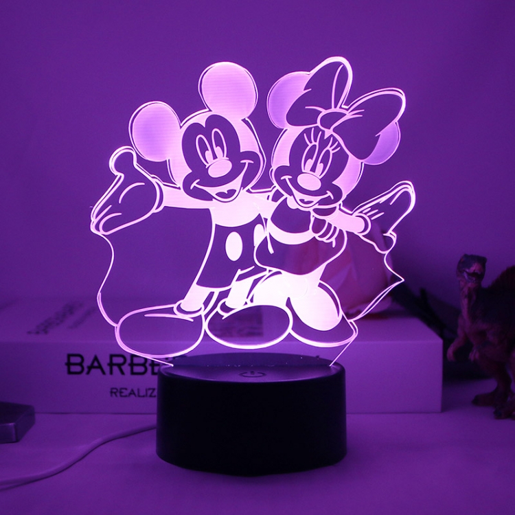 Mickey 3D night light USB touch switch colorful acrylic table lamp BLACK BASE