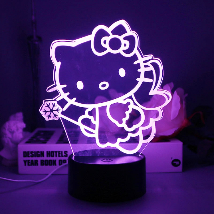 Hello Kitty 3D night light USB touch switch colorful acrylic table lamp BLACK BASE 696