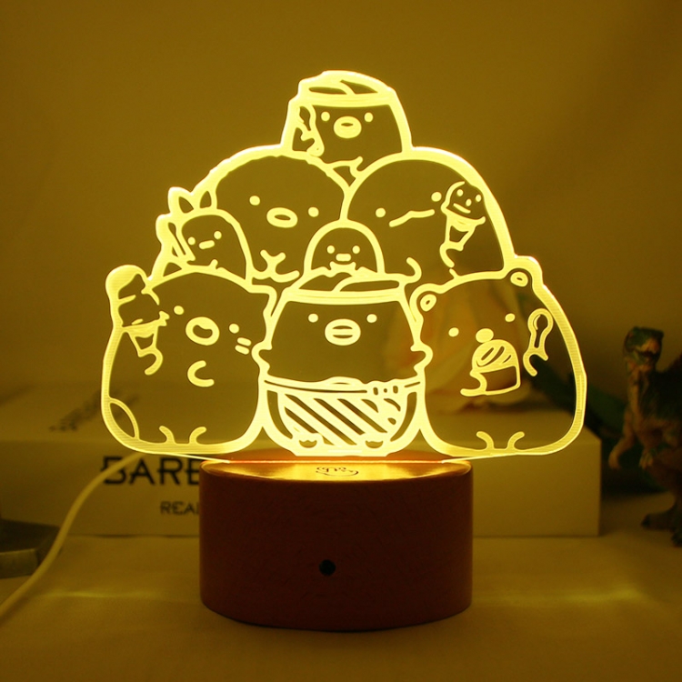 3D night light USB touch switch colorful acrylic table lamp BLACK BASE 763