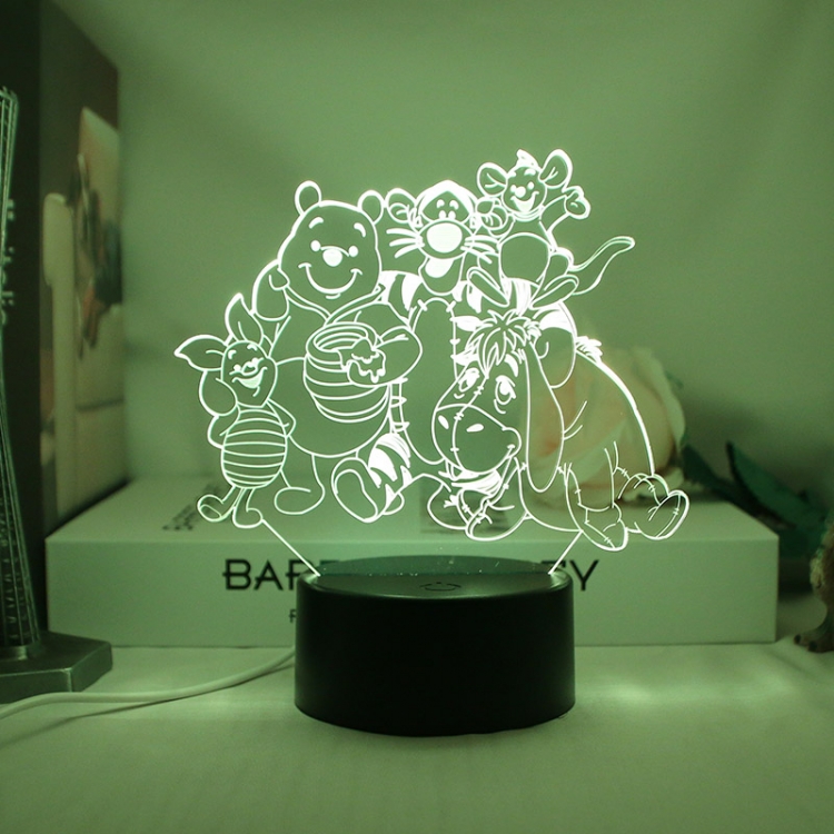 3D night light USB touch switch colorful acrylic table lamp BLACK BASE 712