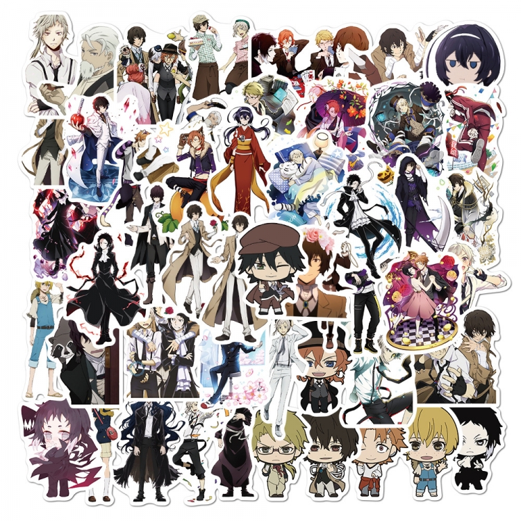 Bungo Stray Dogs  Doodle stickers Waterproof stickers a set of 50 price for 5 sets  CNY138