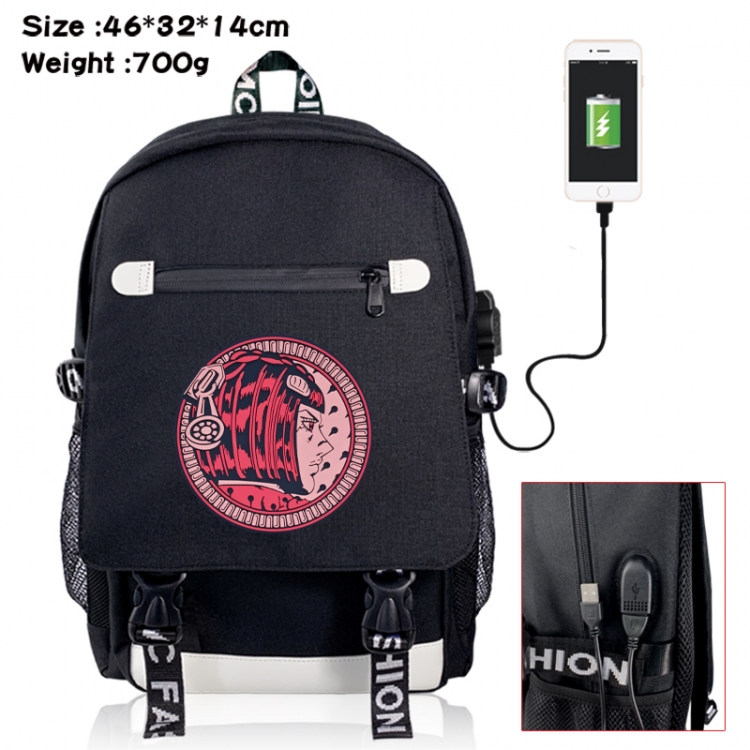 JoJos Bizarre Adventure canvas USB backpack cartoon print student backpack 46X32X14CM 700g