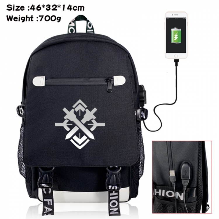 Honkai: Star Rail canvas USB backpack cartoon print student backpack 46X32X14CM 700g