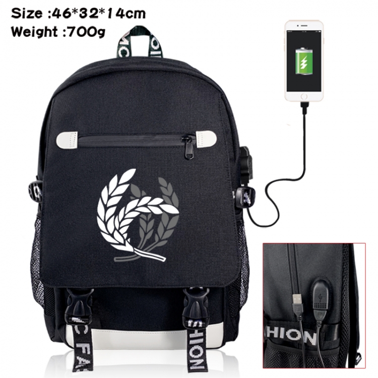 Honkai: Star Rail canvas USB backpack cartoon print student backpack 46X32X14CM 700g