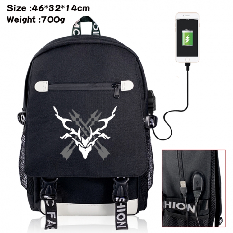 Honkai: Star Rail canvas USB backpack cartoon print student backpack 46X32X14CM 700g