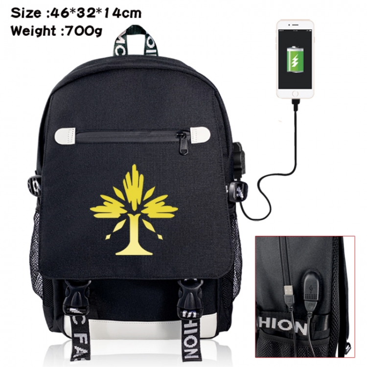 Honkai: Star Rail canvas USB backpack cartoon print student backpack 46X32X14CM 700g