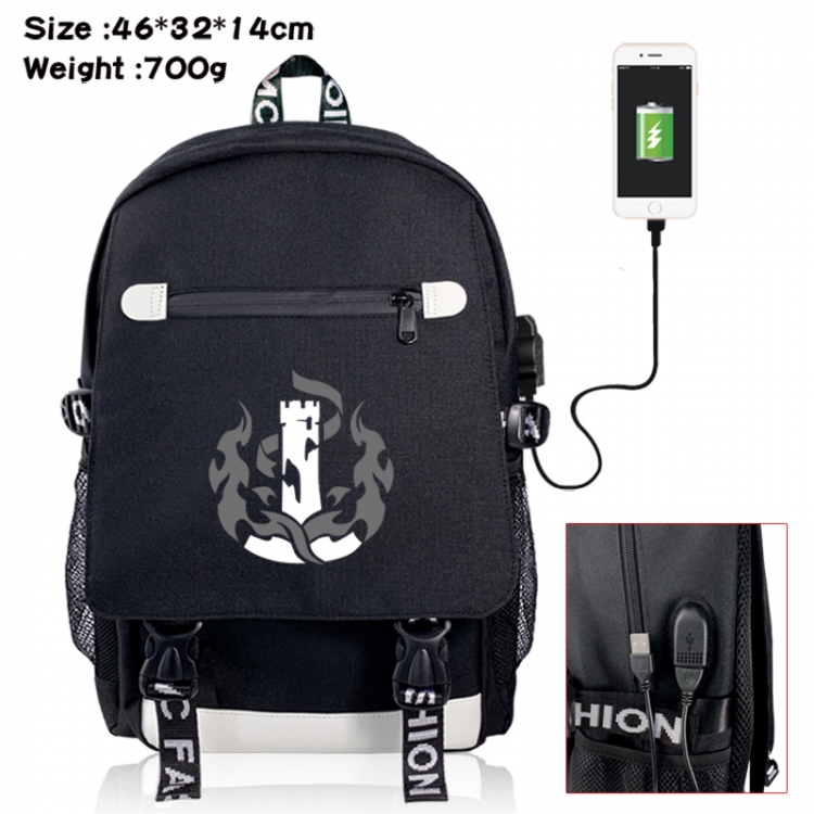 Honkai: Star Rail canvas USB backpack cartoon print student backpack 46X32X14CM 700g