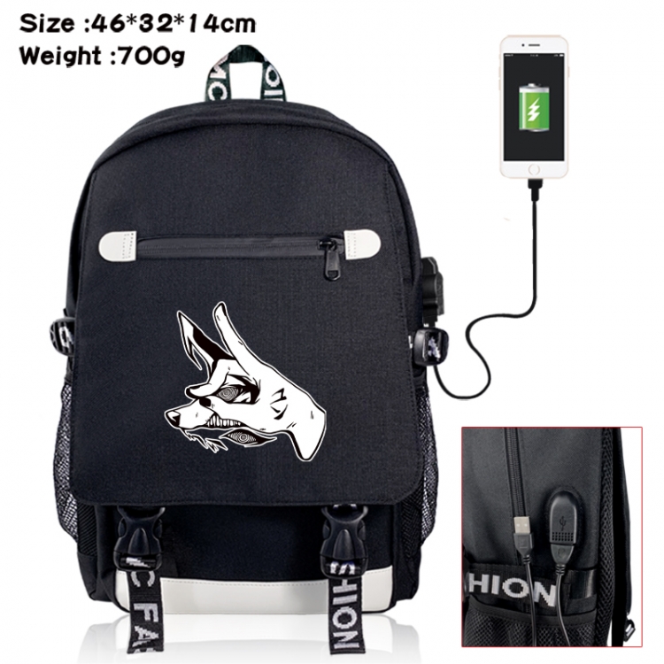 Chainsaw man canvas USB backpack cartoon print student backpack 46X32X14CM 700g