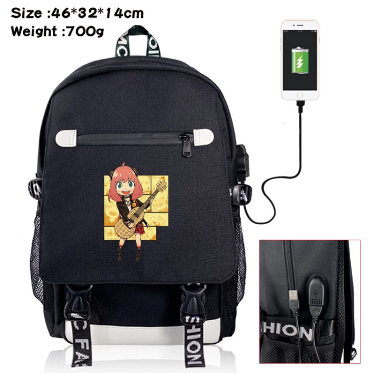 SPY×FAMILY canvas USB backpack cartoon print student backpack 46X32X14CM 700g