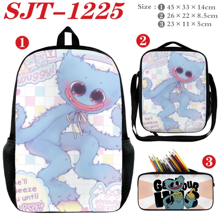 Poppy Playtime Anime nylon canvas backpack pencil case crossbody bag three piece set 45x33x14cm SJT-1225