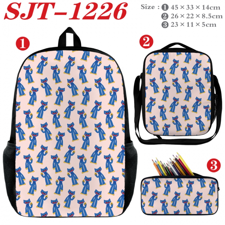 Poppy Playtime Anime nylon canvas backpack pencil case crossbody bag three piece set 45x33x14cm SJT-1226
