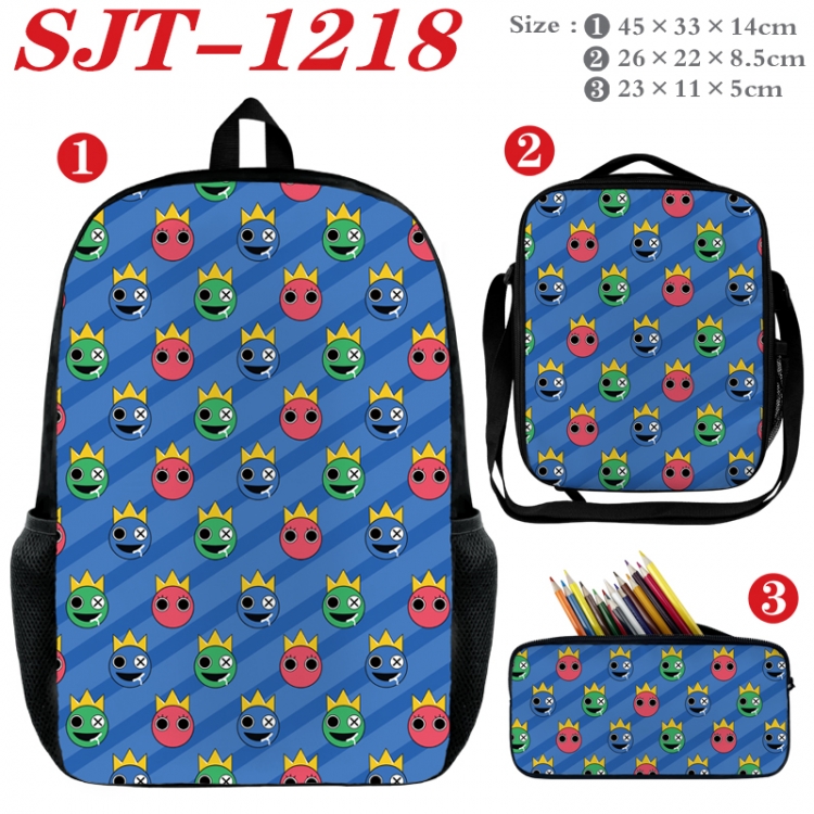 Rainbow Friend Anime nylon canvas backpack pencil case crossbody bag three piece set 45x33x14cm  SJT-1218