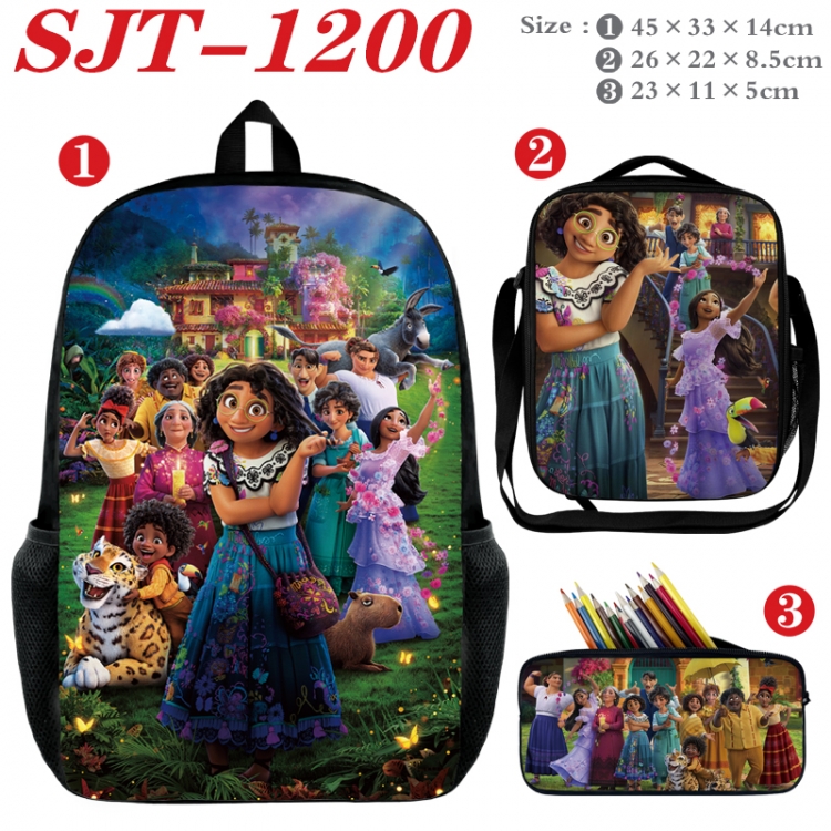 full house of magic Anime nylon canvas backpack pencil case crossbody bag three piece set 45x33x14cm SJT-1200