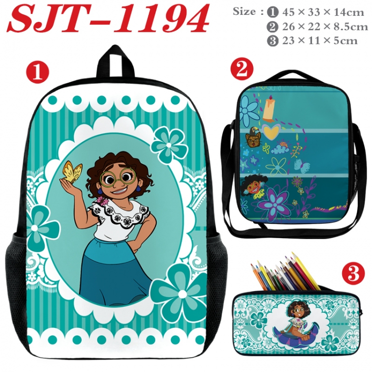 full house of magic Anime nylon canvas backpack pencil case crossbody bag three piece set 45x33x14cm SJT-1194