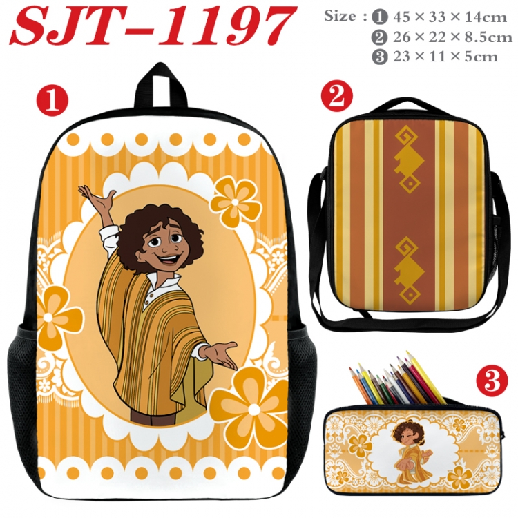 full house of magic Anime nylon canvas backpack pencil case crossbody bag three piece set 45x33x14cm SJT-1197