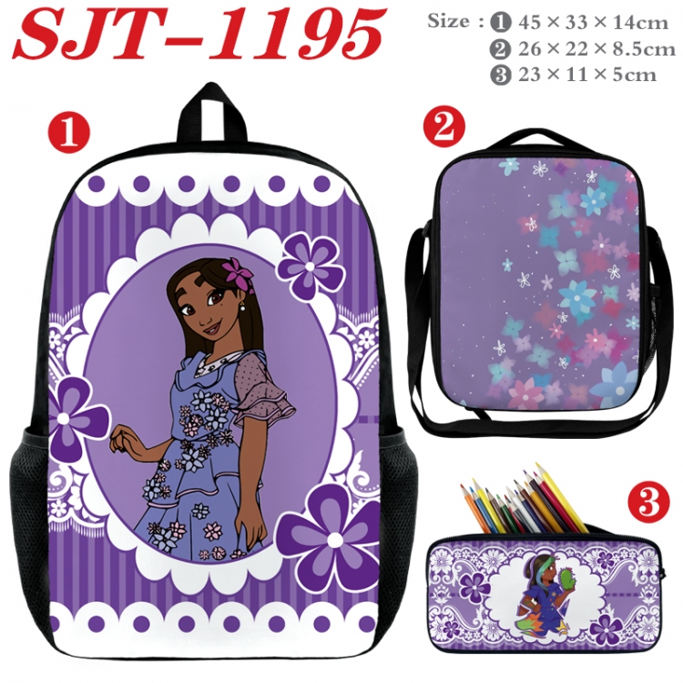 full house of magic Anime nylon canvas backpack pencil case crossbody bag three piece set 45x33x14cm SJT-1195