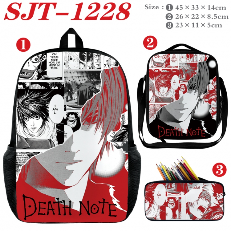 Bag Death note Anime nylon canvas backpack pencil case crossbody bag three piece set 45x33x14cm SJT-1228