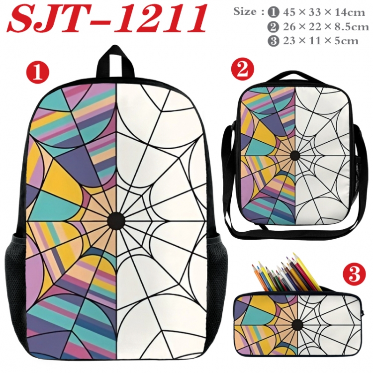 Wednesday Anime nylon canvas backpack pencil case crossbody bag three piece set 45x33x14cm SJT-1211