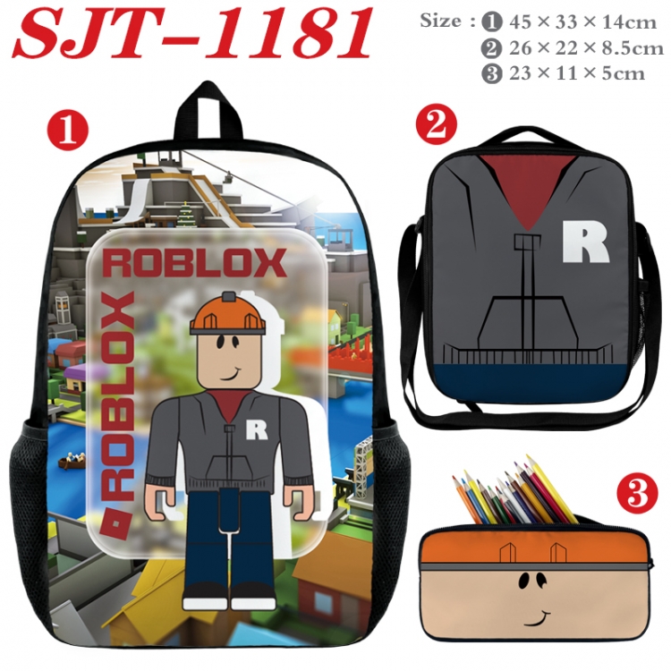 ROBLOX Anime nylon canvas backpack pencil case crossbody bag three piece set 45x33x14cm