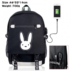 bad bunny canvas USB backpack ...