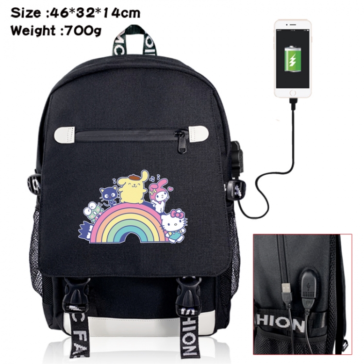 Sanrio canvas USB backpack cartoon print student backpack 46X32X14CM 700g