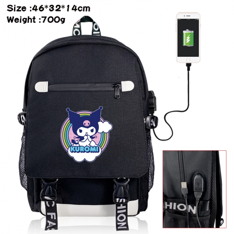 Sanrio canvas USB backpack cartoon print student backpack 46X32X14CM 700g