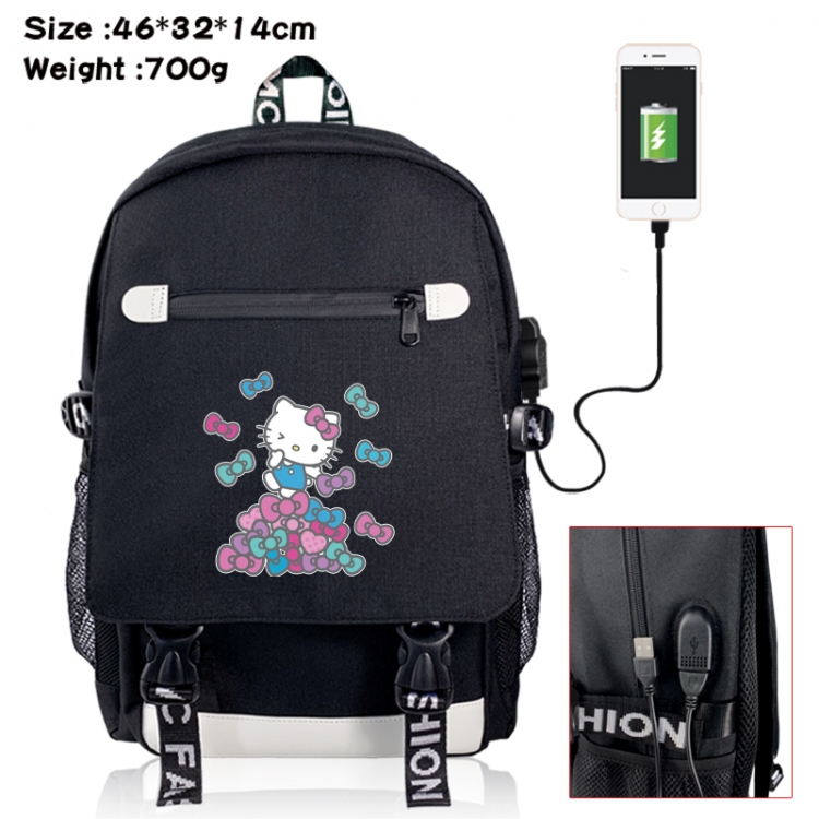 Sanrio canvas USB backpack cartoon print student backpack 46X32X14CM 700g