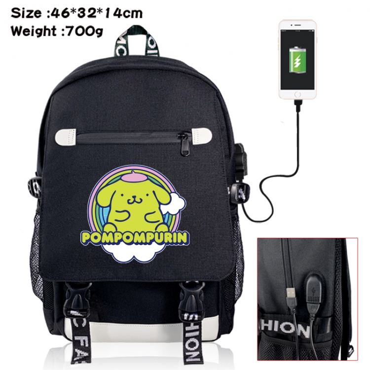 Sanrio canvas USB backpack cartoon print student backpack 46X32X14CM 700g