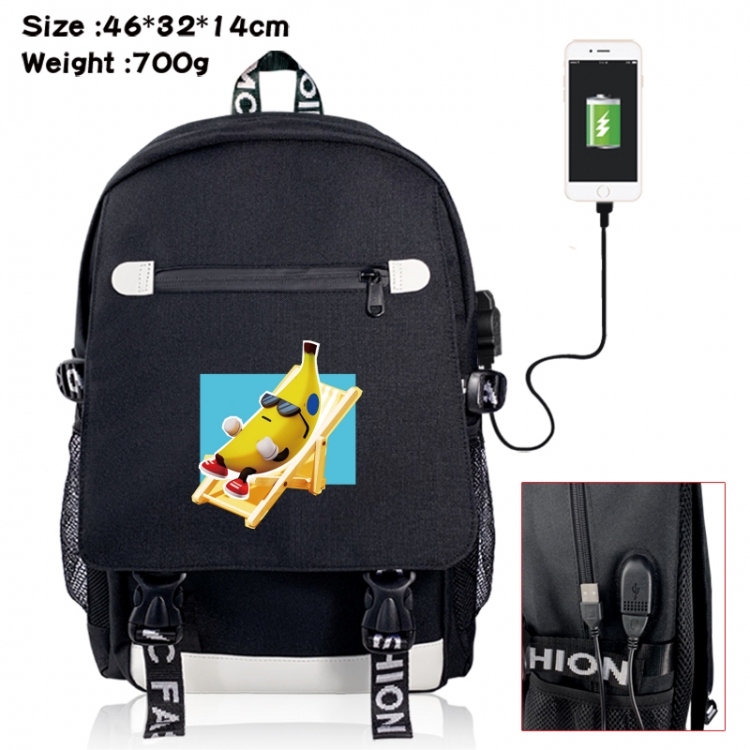 Fall Guys canvas USB backpack cartoon print student backpack 46X32X14CM 700g