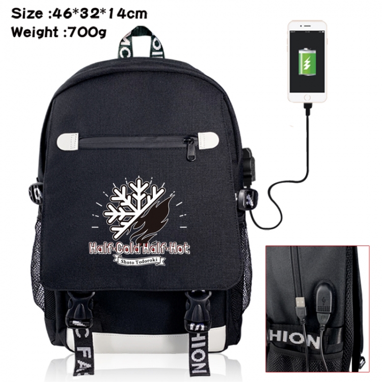 My Hero Academia canvas USB backpack cartoon print student backpack 46X32X14CM 700g