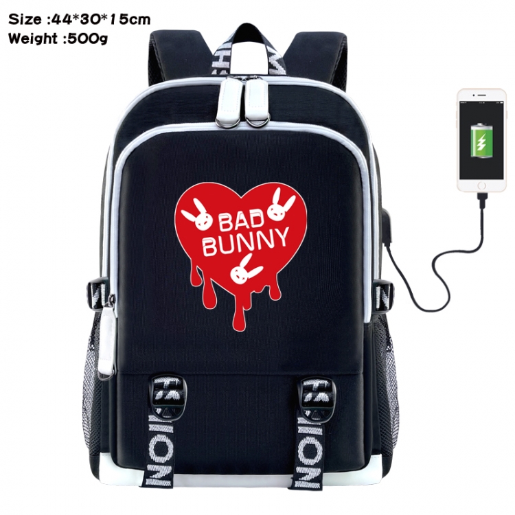 bad bunny Anime Double Zipper Data Backpack 44X30X15CM