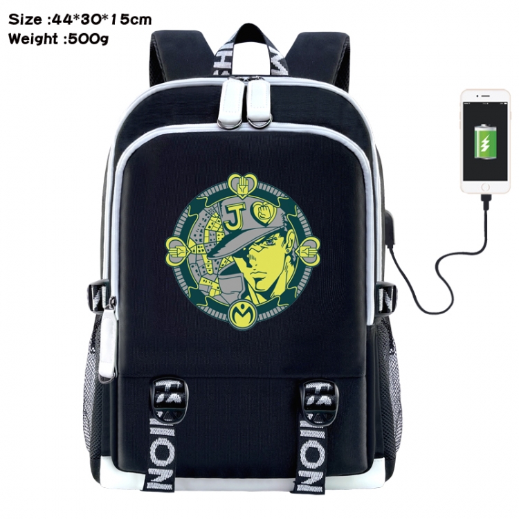 JoJos Bizarre Adventure Anime Double Zipper Data Backpack 44X30X15CM