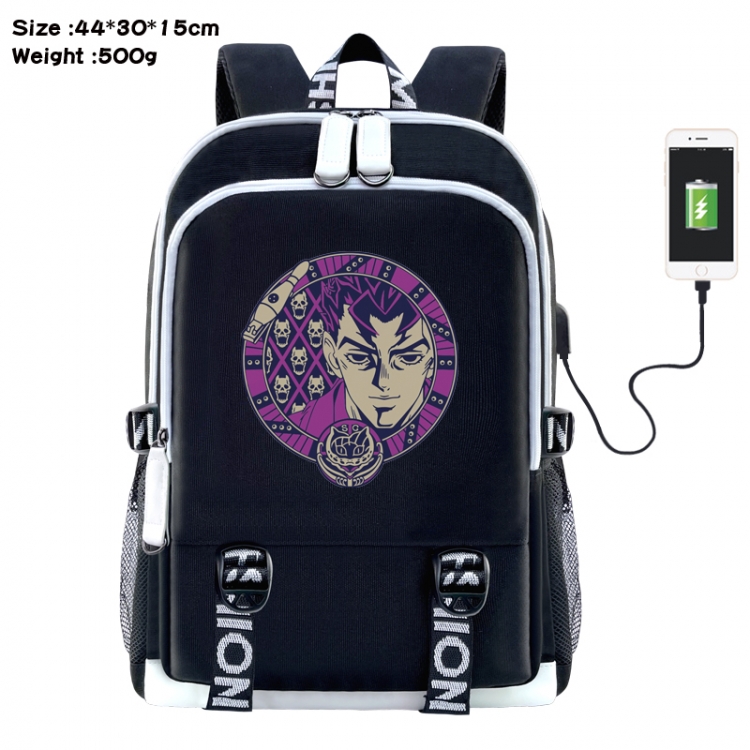 JoJos Bizarre Adventure Anime Double Zipper Data Backpack 44X30X15CM