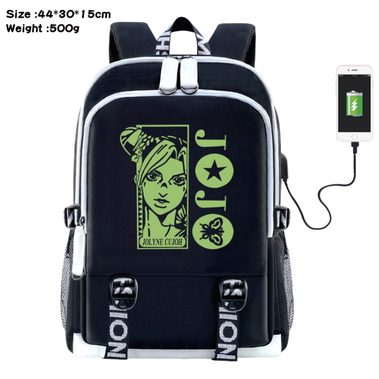 JoJos Bizarre Adventure Anime Double Zipper Data Backpack 44X30X15CM