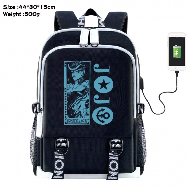 JoJos Bizarre Adventure Anime Double Zipper Data Backpack 44X30X15CM