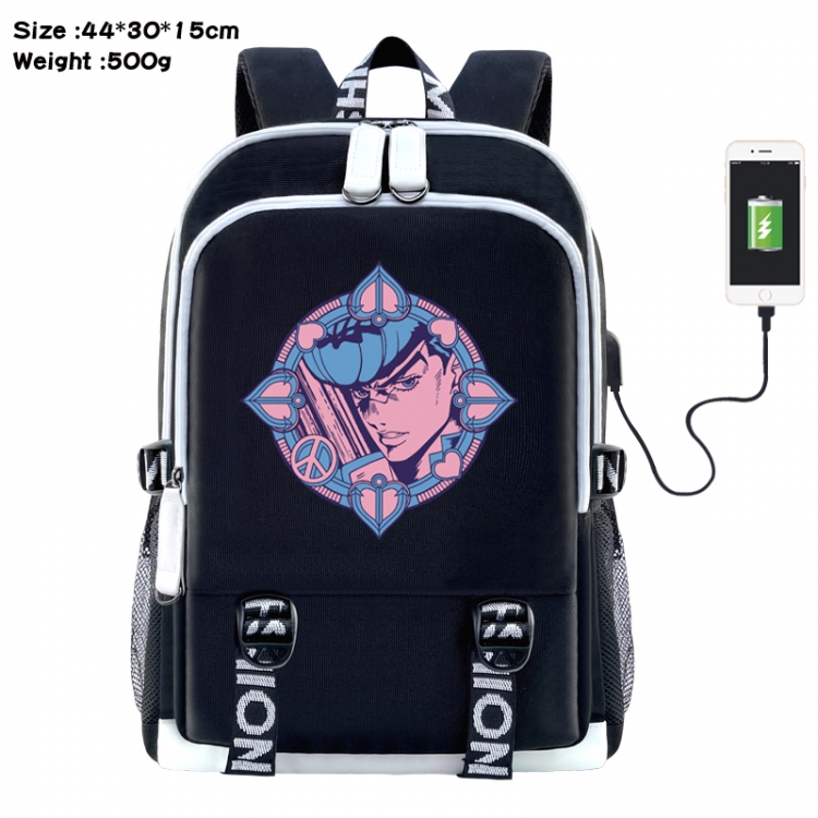 JoJos Bizarre Adventure Anime Double Zipper Data Backpack 44X30X15CM