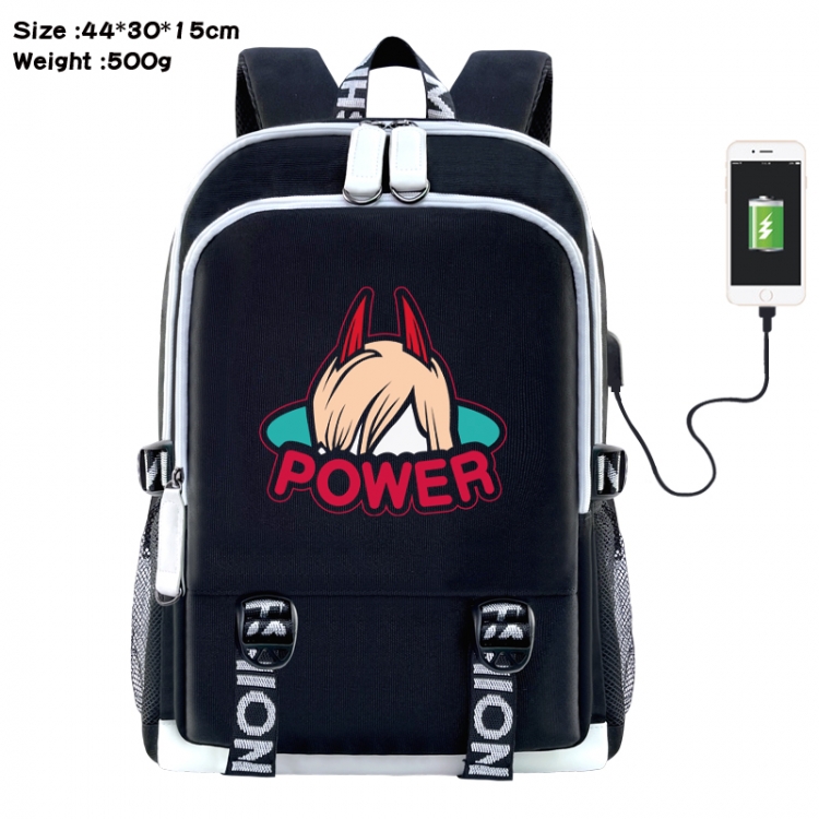 Chainsaw man Anime Double Zipper Data Backpack 44X30X15CM