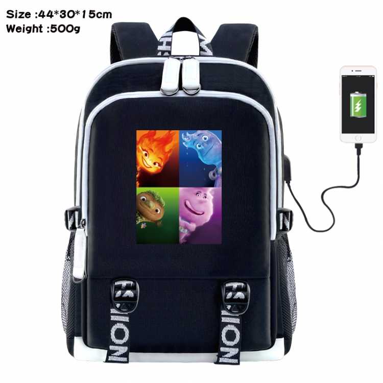 Elemental Anime Double Zipper Data Backpack 44X30X15CM