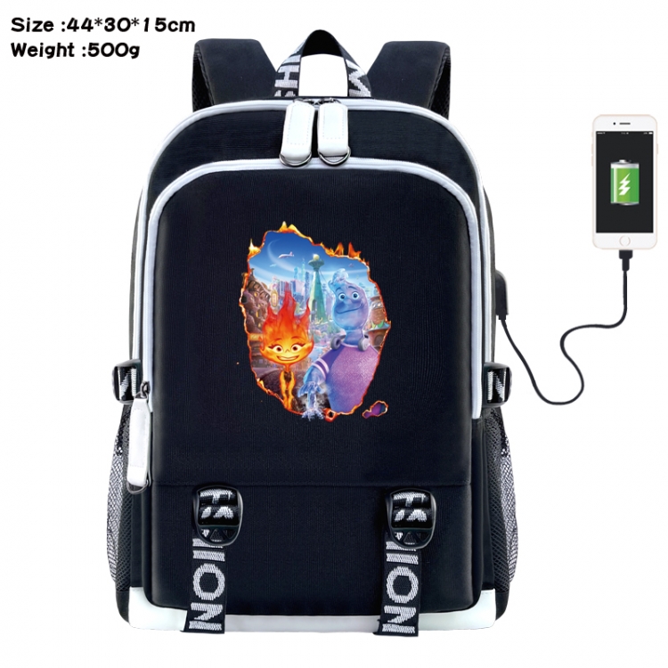 Elemental Anime Double Zipper Data Backpack 44X30X15CM