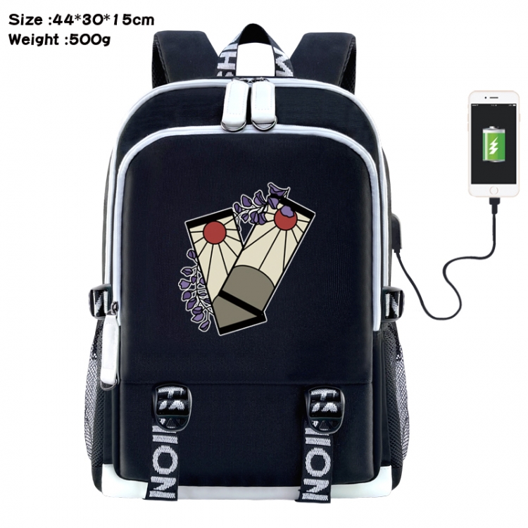 Demon Slayer Kimets Anime Double Zipper Data Backpack 44X30X15CM