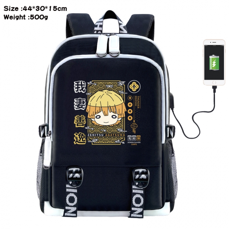 Demon Slayer Kimets Anime Double Zipper Data Backpack 44X30X15CM