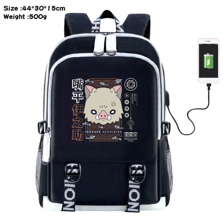 Demon Slayer Kimets Anime Double Zipper Data Backpack 44X30X15CM