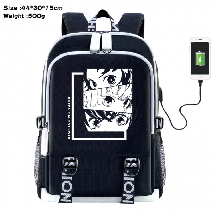 Demon Slayer Kimets Anime Double Zipper Data Backpack 44X30X15CM