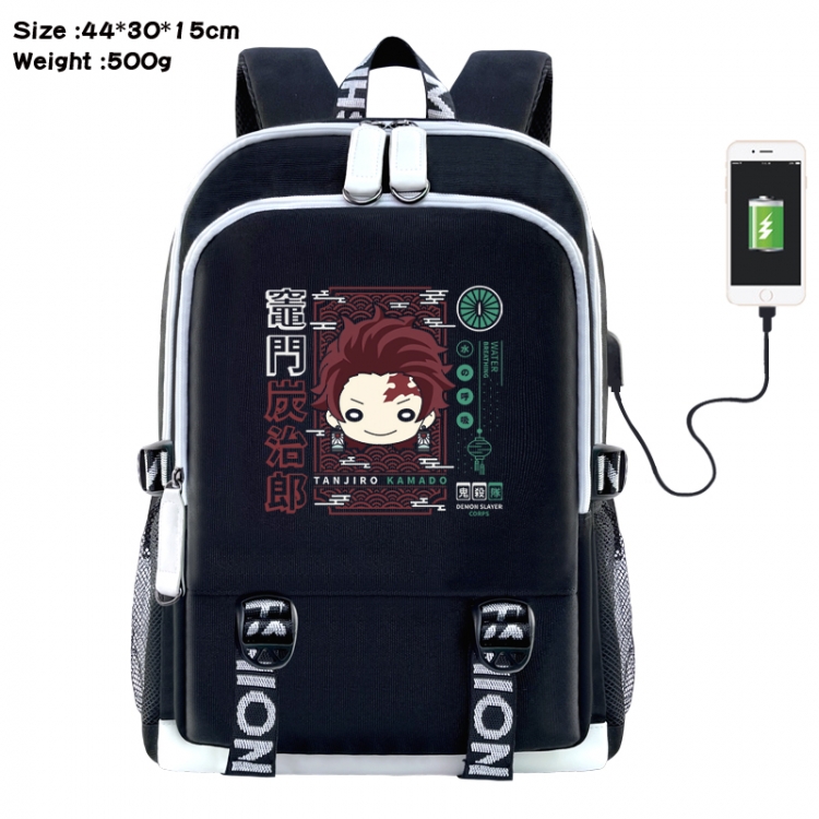 Demon Slayer Kimets Anime Double Zipper Data Backpack 44X30X15CM